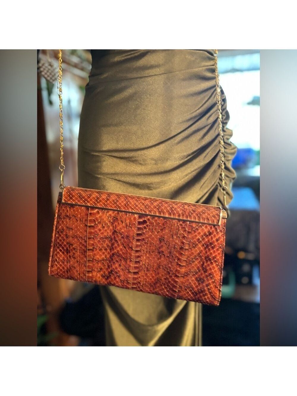 Genuine Snakeskin 1950s Clutch • Reptile Leather Evening Bag • Glam Collector